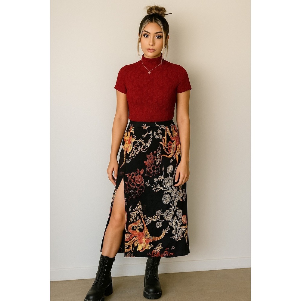 Deadstock NWT Vintage Y2K Lace Top Blouse Womens Sz M Red Asian  Romantic Grunge